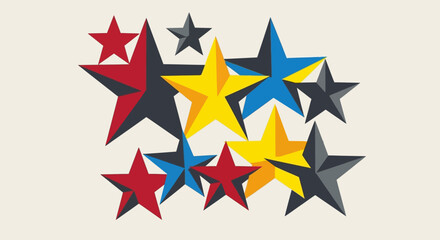 Fototapeta premium Colorful Star Cluster - Award, Success, Celebration Icons