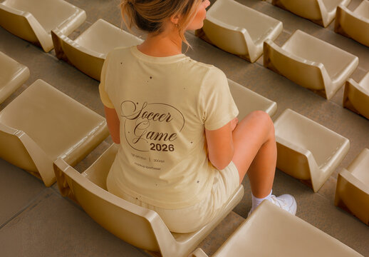 Woman Tshirt Mockup Soccer Tribune