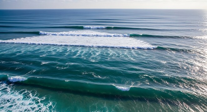 Ocean waves crashing on shore line.
