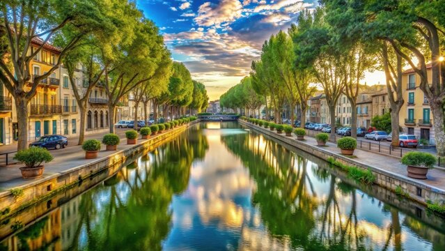 Canal de la robine in the old town of narbonne