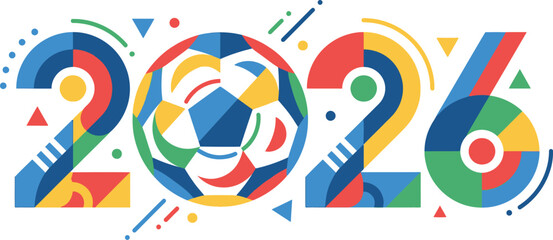 Vibrant colorful illustration of the year 2026 in large stylized numbers