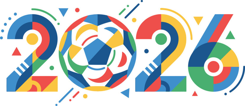 Vibrant colorful illustration of the year 2026 in large stylized numbers
