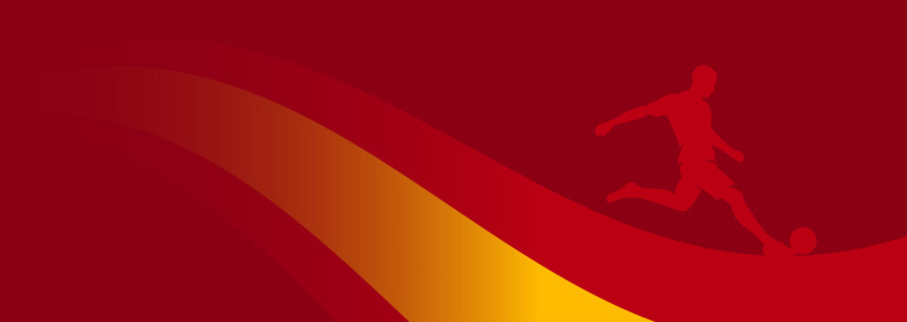 Spain Soccer Background Vector Illustration for Footballer or Soccer Web Banner. Spanish Flag Background with Soccer Player Silhouette.
