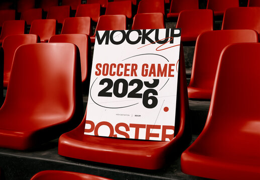 Soccer Stadium Seat Blank Poster Mockup