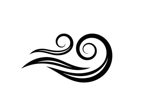 Black swirling wave graphic symbol icon.