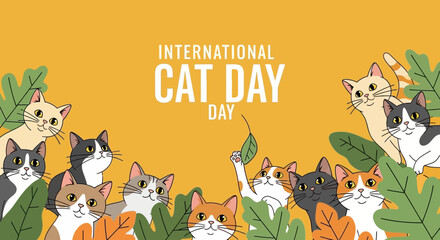 International Cat Day Celebration with Cute Cartoon Felines © Aqeel Haidar