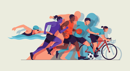 Fototapeta premium Diverse Athletes Competing in Various Sports Activities