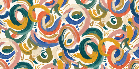 Abstract Brushstrokes: A vibrant and dynamic composition of colorful, swirling brushstrokes, creating a lively and energetic abstract pattern that evokes creativity and movement. © MstSodia