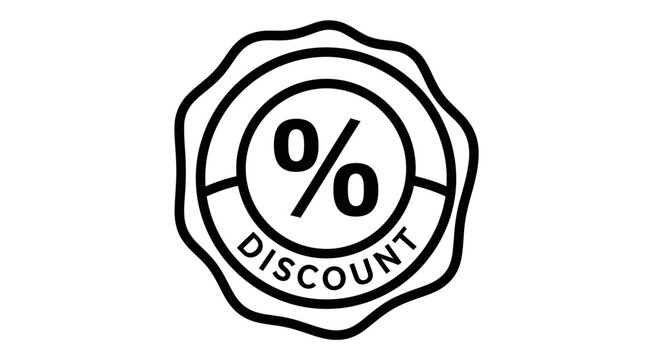 Discount percentage badge stamp, sale offer symbol, retail promotion icon