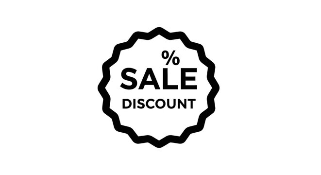 Black Sale Discount Badge with Percentage Sign Isolated on White Background