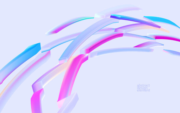 3D glass twisted lines. Liquid and fluid geometric shapes. Abstract vector design element.