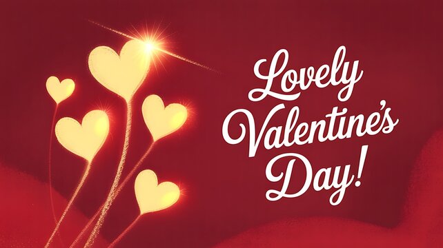 Lovely valentines day greeting card with hearts on red background