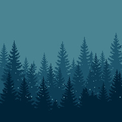 Obraz premium Dark silhouette of pine trees.