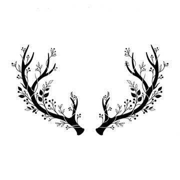 Deer Antlers with Floral Decorations.