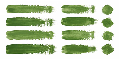 Green Brush Strokes and Circles: A collection of artistic green brush strokes and circular shapes, perfect for graphic design and creative projects. © MstSodia