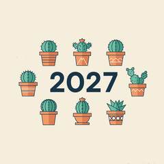 Fototapeta premium Potted cacti plants in pots.