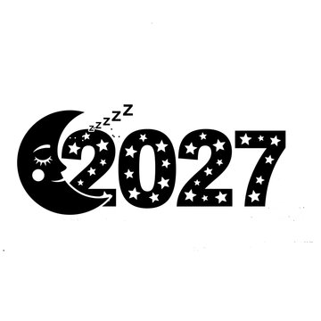 Sleeping Moon Face with Stars 2027.