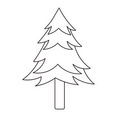 Obraz premium A clean black and white outline of a tiered evergreen or pine tree. This vector illustration is designed for children's coloring activities or as a minimalist nature icon.