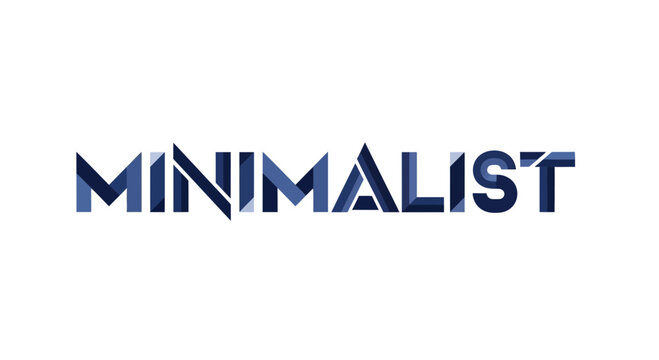 Minimalist word typography design with blue geometric shapes