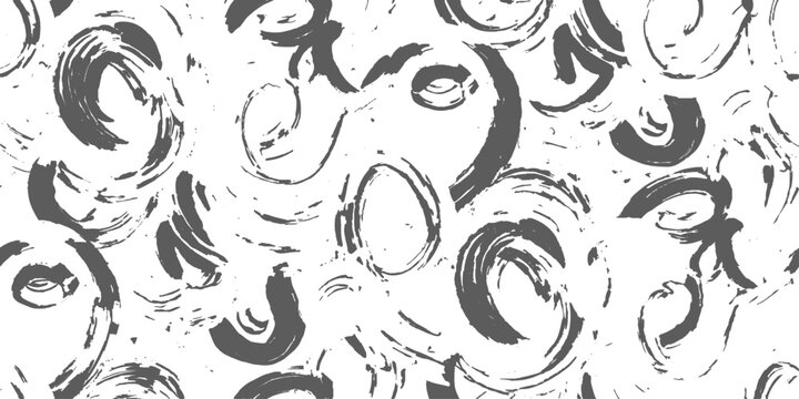Abstract Brush Strokes Pattern: A dynamic pattern of grey abstract brush strokes on a white background, evoking a sense of raw energy and artistic expression.