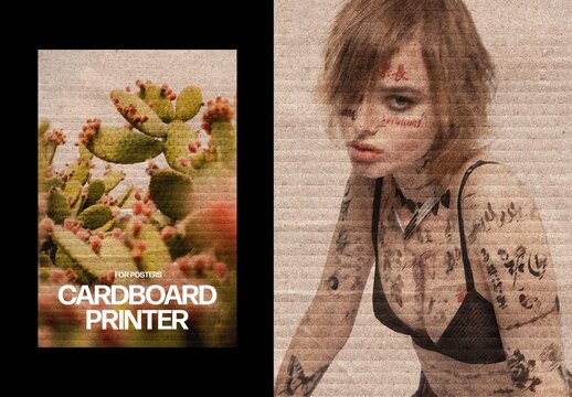 Corrugated Cardboard Photo Effect &ndash; Printer for Poster & Social Media (PSD)