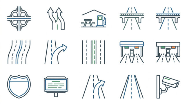 Road and Traffic Sign Icons Collection