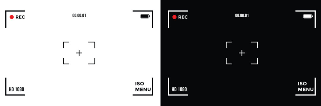 Photo or video camera viewfinder display screen frame vector