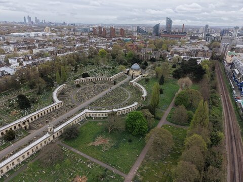 Brompton Cemetery Kensington  and Chelsea drone aerial view