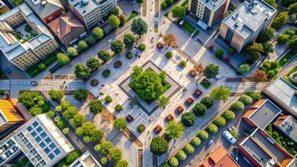 Fototapeta premium Aerial view of a tranquil urban square