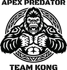 Fototapeta premium Apex predator team kong gorilla badge design with t shirt predator aggressive