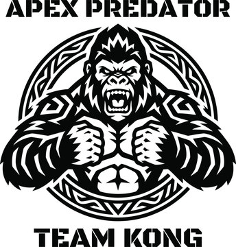 Apex predator team kong gorilla badge design with t shirt predator aggressive