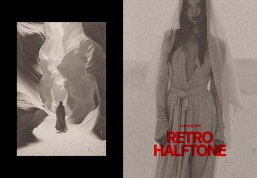 Retro Photo Effect &ndash; Halftone for Poster & Social Media (PSD)