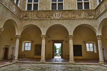 Naklejka premium Pienza, il loggiato di palazzo Piccolomini, Siena, Val d'Orcia, Toscana