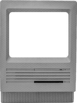 Halftone retro computer isolated on a transparent background