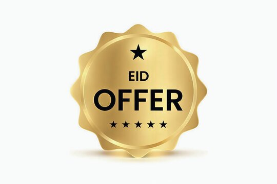 Eid celebration offer badge with star rating icon design
