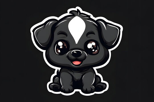 Black and white cartoon puppy dog vector illustration cute animal character design