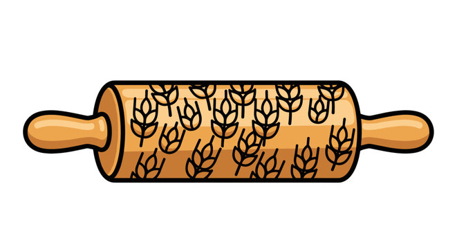 Embossed wooden rolling pin with wheat pattern