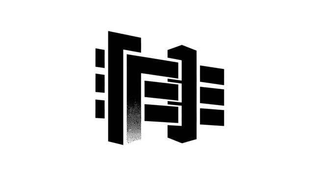 Abstract Geometric Logo Symbol with Parallel Lines and Gradient Texture