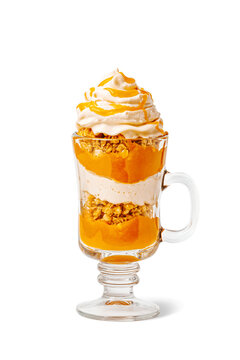 Pumpkin granola with caramel whipped cream dessert