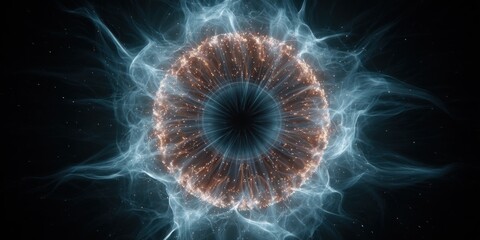 Fototapeta premium Abstract swirling energy field with a glowing center against a dark background