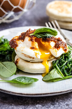 Poached egg with 'Nduja and spinach