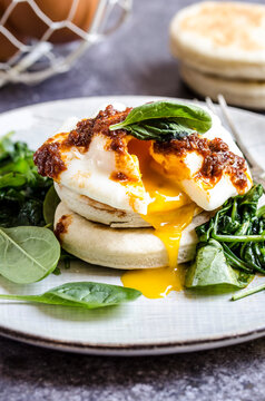 Poached egg with 'Nduja and spinach