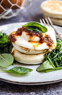 Poached egg with 'Nduja and spinach