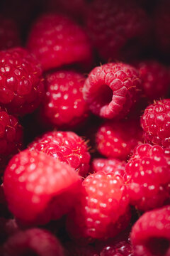 Freshly picked ripe red Raspberries