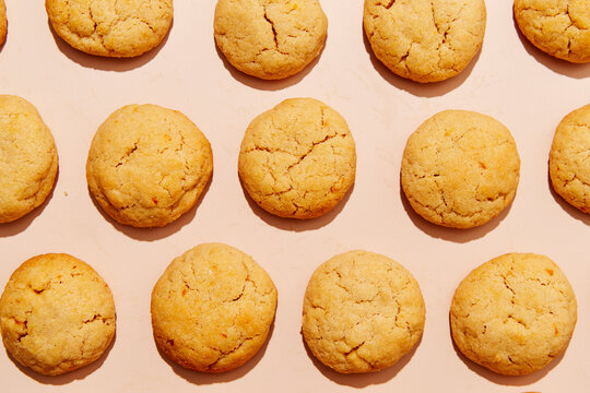 Butter Orange Cookies on Pink Background