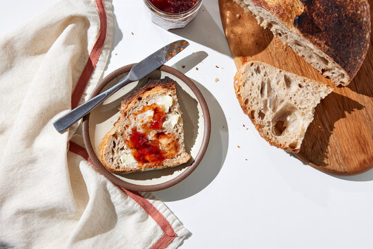 Sourdough Slice with Jam and Butter