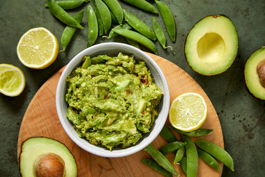 Guacamole on a Green Background