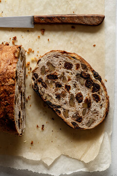Artisanal bread with walnuts and figs.