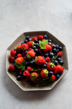 Flesh fruits: strawberries, blueberries, raspberries.