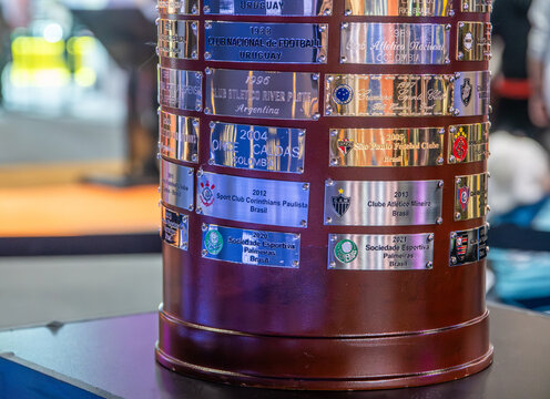 Close view of CONMEBOL Libertadores trophy, 28 May, Sao Paulo, Brazil